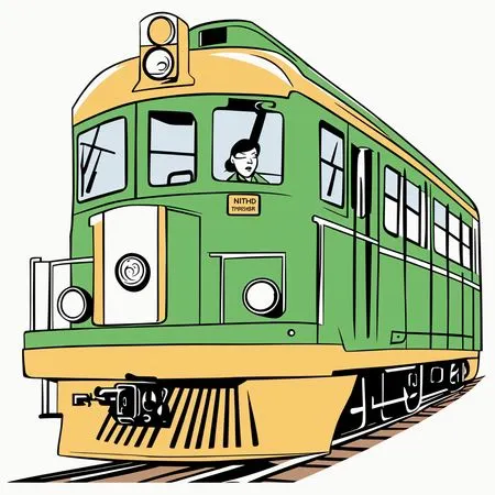 Free Vintage Train With Conductor  AI Image