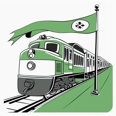 Free Vintage Train With Flag  AI Image