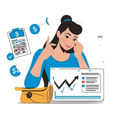 Free Woman Analyzing Financial Growth With Digital Tools  AI Image