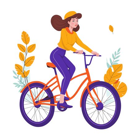 Free Woman Cycling In Autumn  AI Image