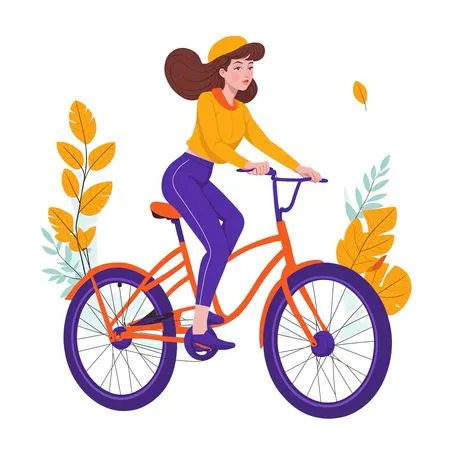 Free Woman Cycling In Autumn  AI Image