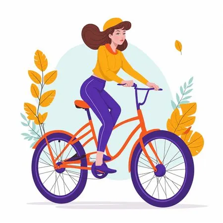 Free Woman Cycling In Autumn  AI Image