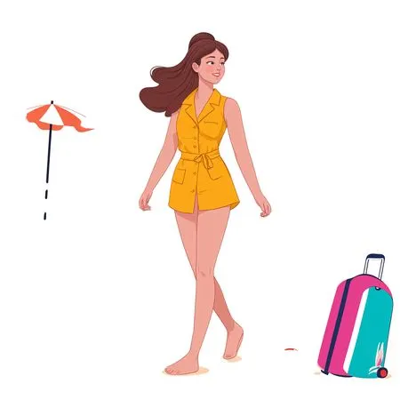Free Woman Enjoying A Sunny Day At The Beach  AI Image