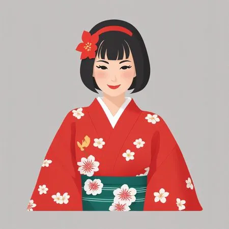 Free Woman In A Floral Kimono  AI Image