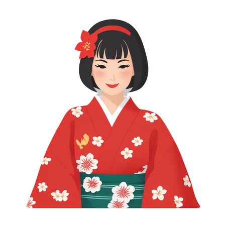 Free Woman In A Floral Kimono  AI Image