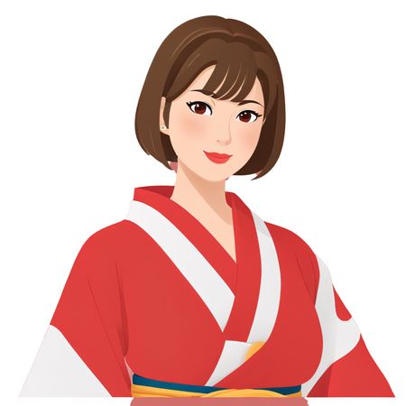 Free Woman In A Red Kimono  AI Image