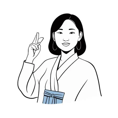 Free Woman In Traditional Clothing Making Peace Sign  AI Image