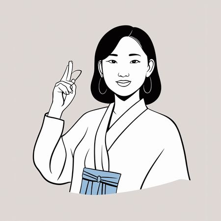 Free Woman In Traditional Clothing Making Peace Sign  AI Image