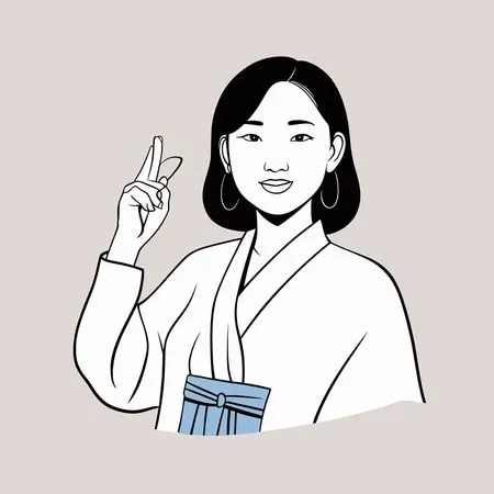 Free Woman In Traditional Clothing Making Peace Sign  AI Image