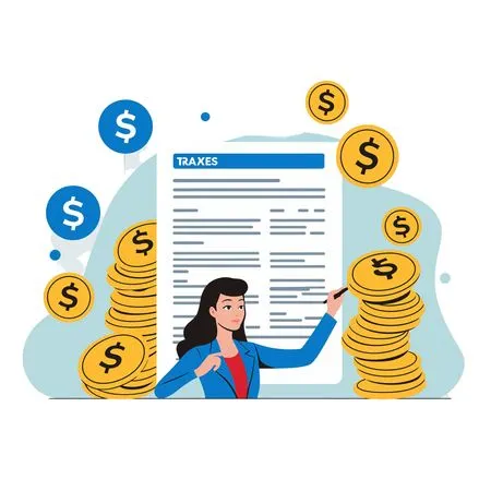 Free Woman Managing Taxes With Financial Documents And Money  AI Image