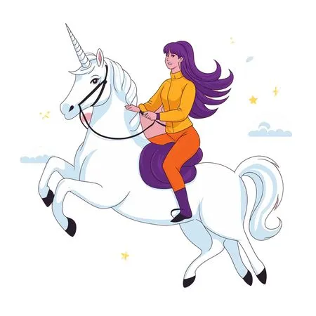 Free Woman Riding  Unicorn With Cape And Stars  AI Image