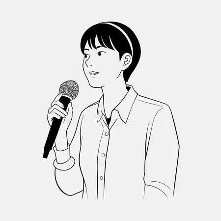 Free マイクで歌う女性  AI画像