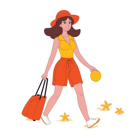 Free Woman Walking On A Beach In A Summer Outfit  AI Image