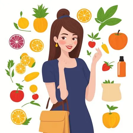 Free 果物と野菜を持つ女性  AI画像