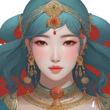 Free Woman With Ornate Jewelry  AI Image