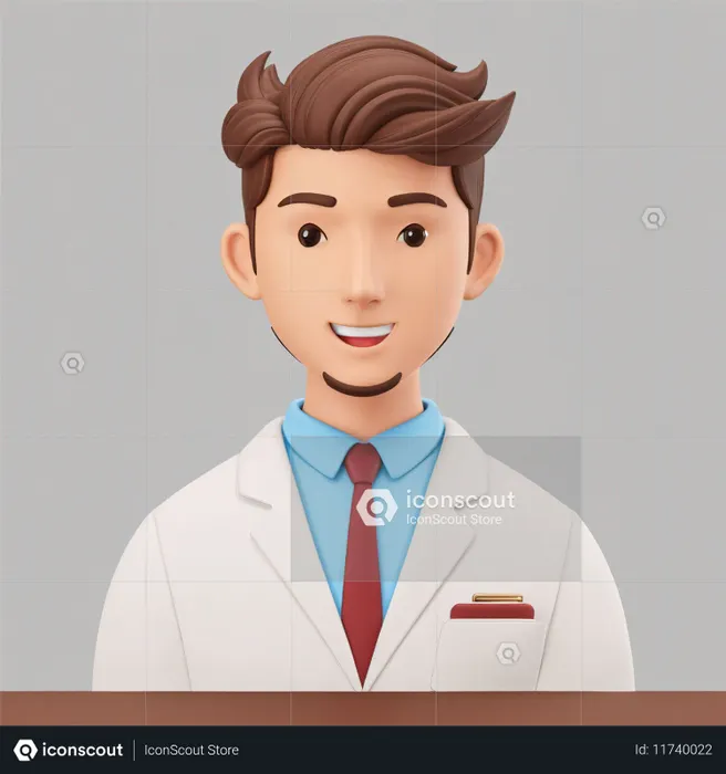 A Smiling Doctor In A White Coat  AI Image