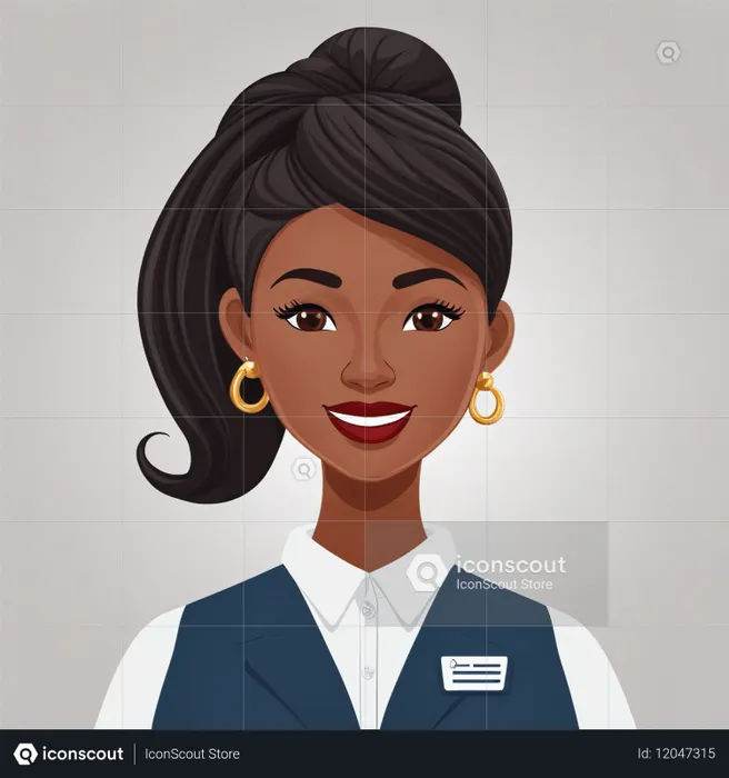A Smiling Woman In A Uniform  AI Image