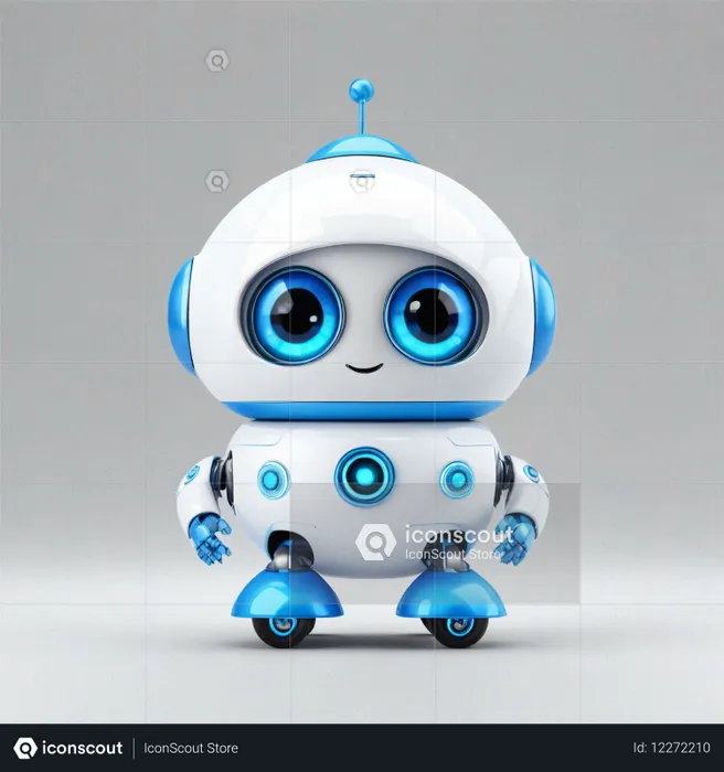 Adorable Robot With Big Eyes And Friendly Design  AI Image