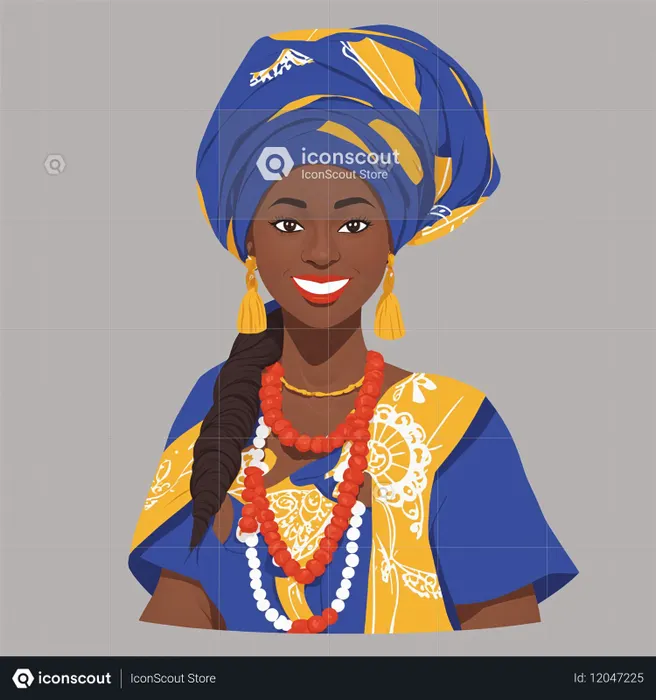 African Woman In Traditional African Attire  AI Image