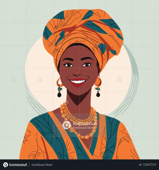 African Woman In Traditional Attire  AI Image