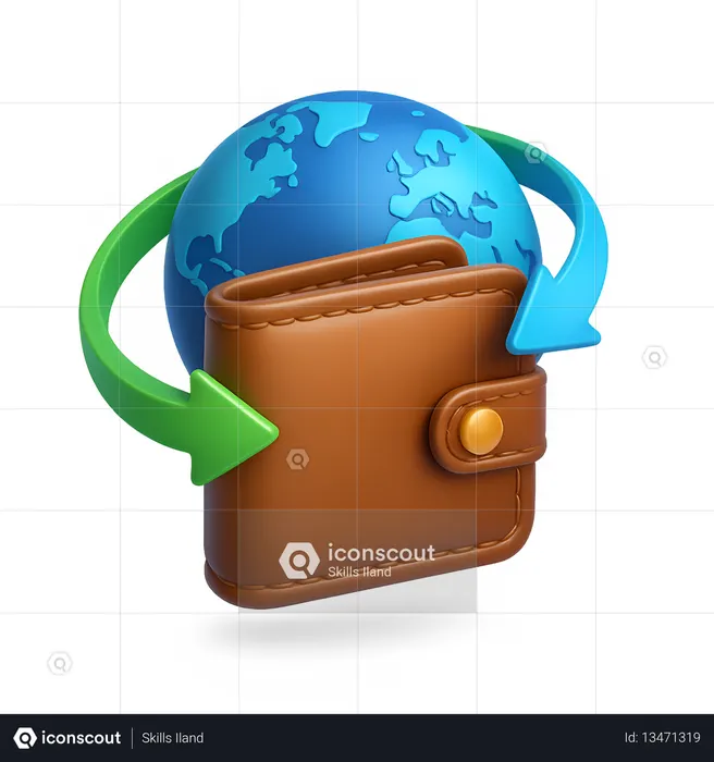 AI 地球儀の矢印付きウォレット  画像