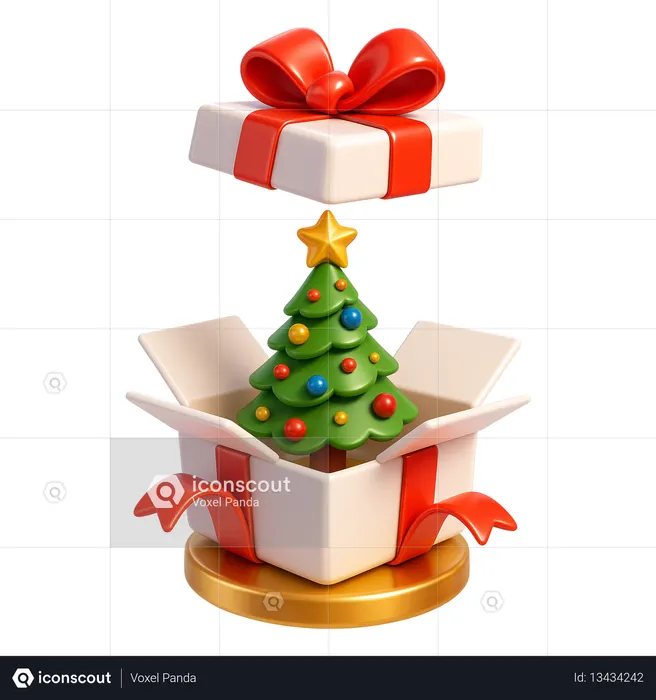 AI Abrindo uma caixa de presente com árvore de Natal  Imagem