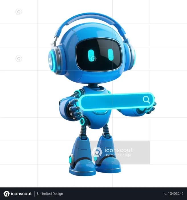 AI AI Support robot with search bar  3D Illustration