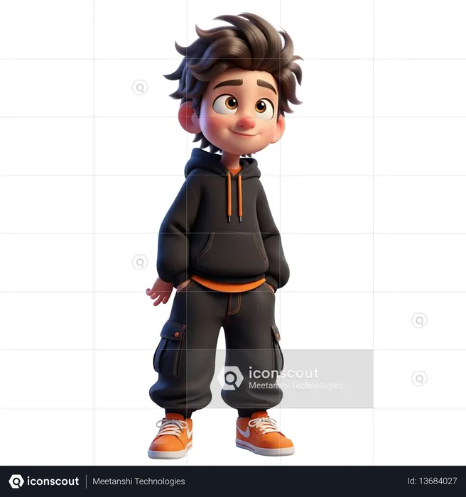 AI Boy standing  3D Illustration