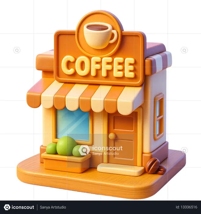 AI Coffee Cafe Shop  3D Icon