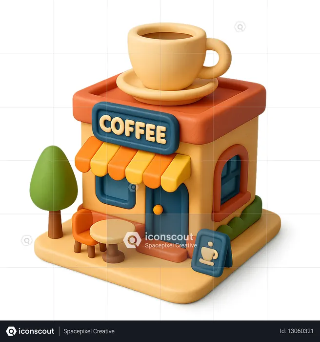 AI Coffee Shop  3D Icon