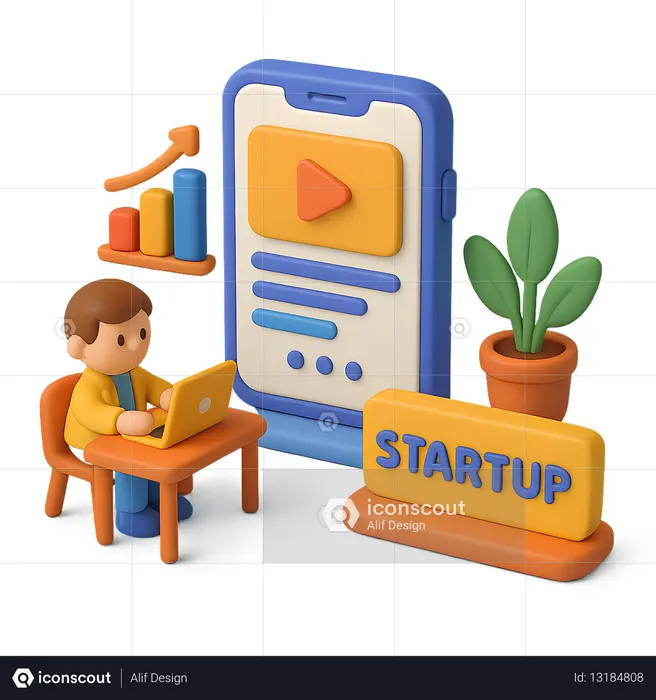 AI Developer creating Startup App Prototype  3D Illustration