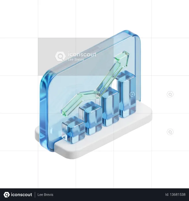 AI Financial Chart on White Platform  3D Icon
