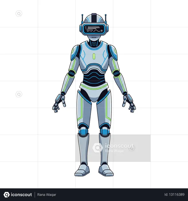 AI Futuristic AI Robot with VR Headset  Illustration