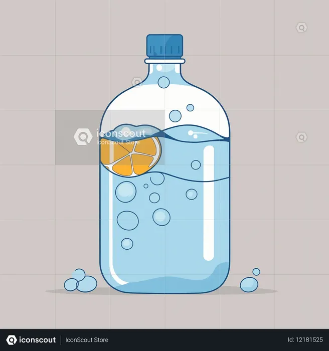 AI Garrafa de água com gás com rodela de limão  Imagem