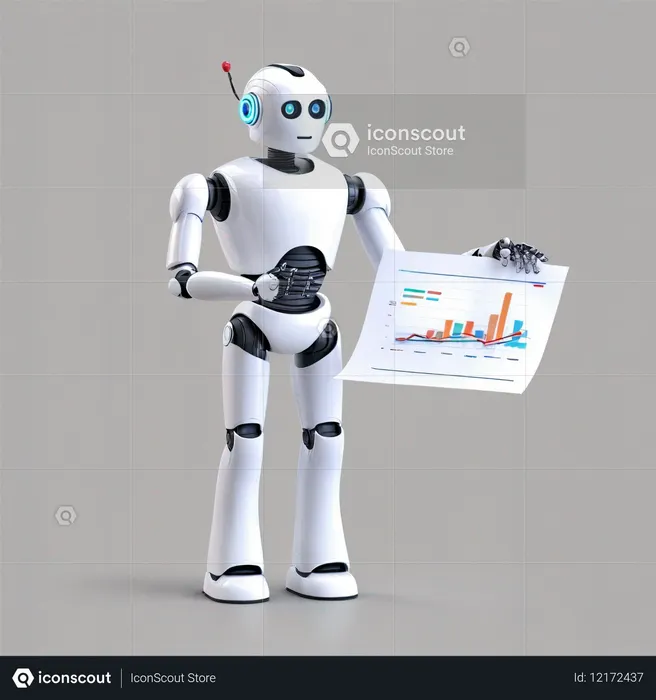 AI Humanoid Robot Presenting Analytics Data  Image