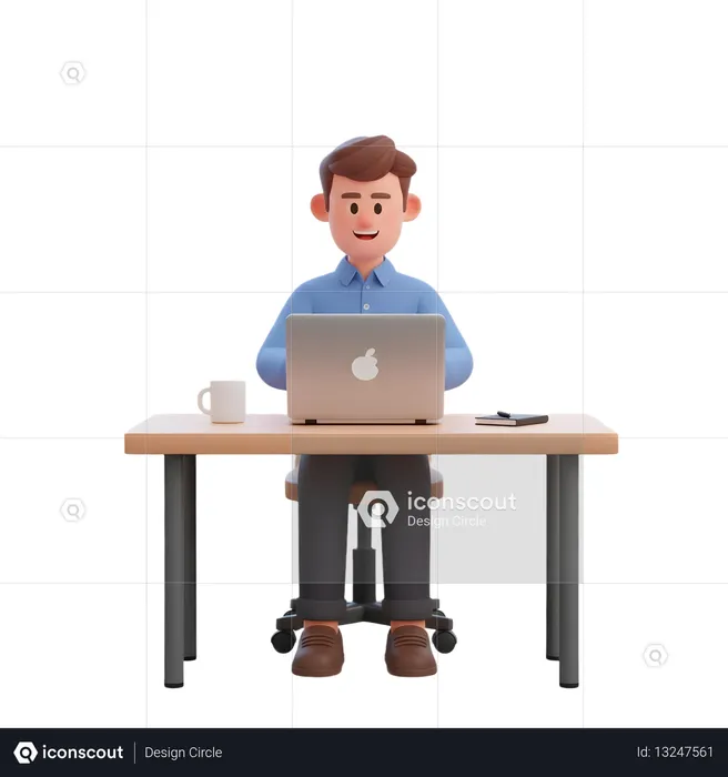 AI Man working on laptop while doing Coding Sprint  3D Illustration
