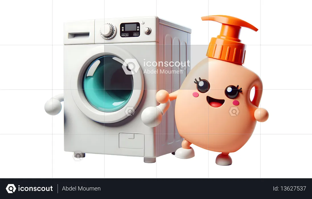 AI Máquina de lavar e frasco de sabão dançando juntos  Imagem