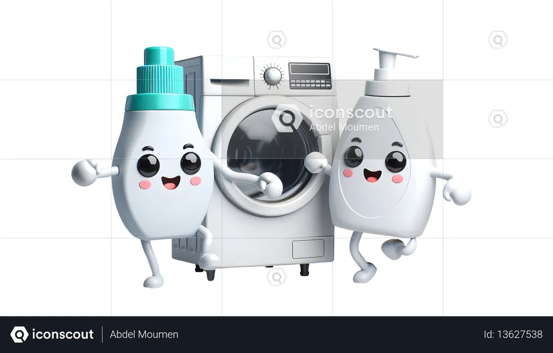 AI Máquina de lavar e frasco de sabão dançando juntos  Imagem