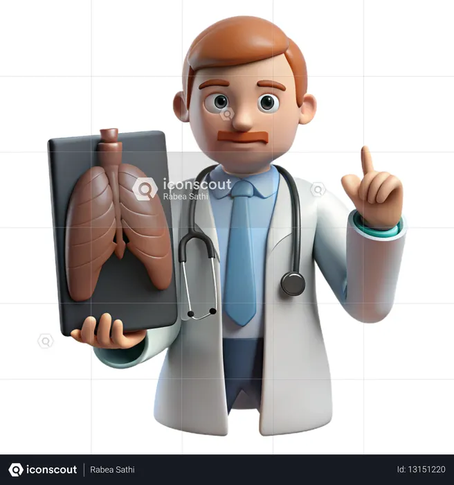 AI Médico segurando raio-x dos pulmões  Imagem