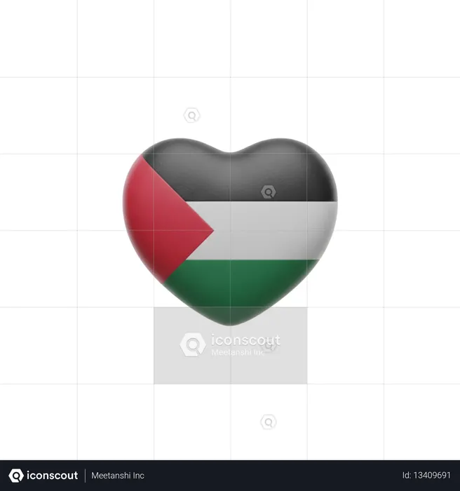 AI Palestine heart Flag Flag 3D Icon