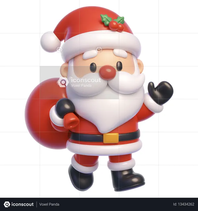 AI Papai Noel caminhando e carregando sacola de presentes  Imagem