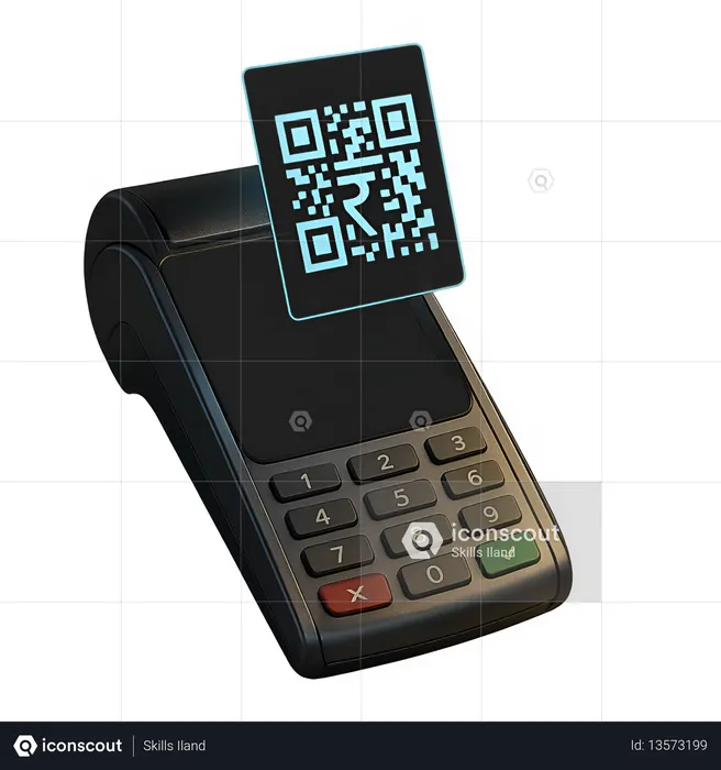 AI POS Machine Beside Open Invoice Folder  3D Icon