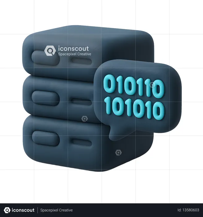AI Server with binary code  3D Icon