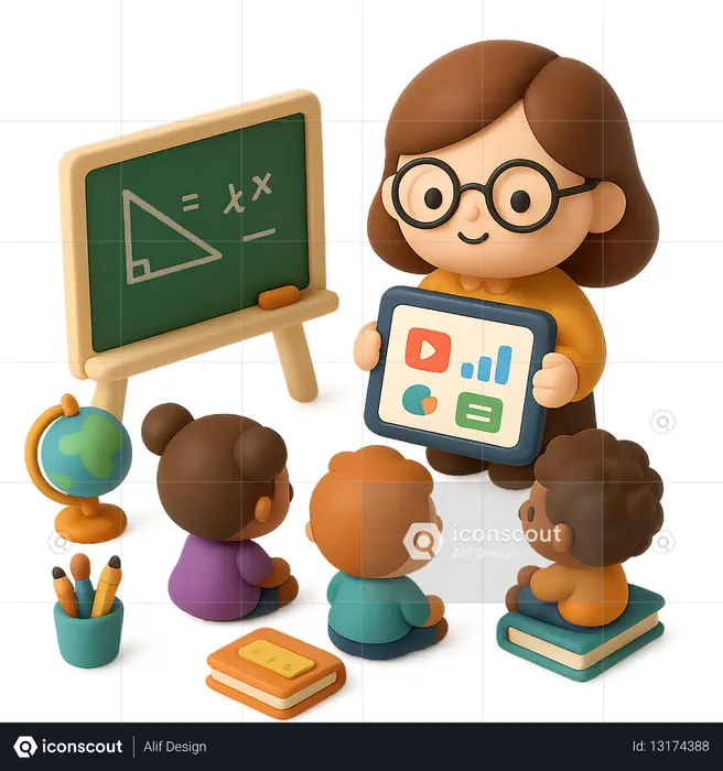 AI Teacher with Tablet  3D Illustration