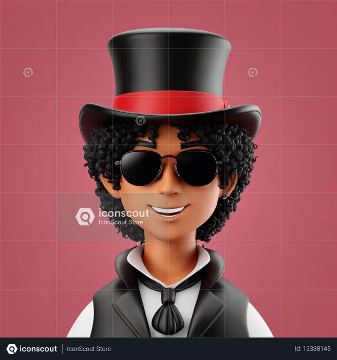 Boy wearing long black hat and suit  AI Image