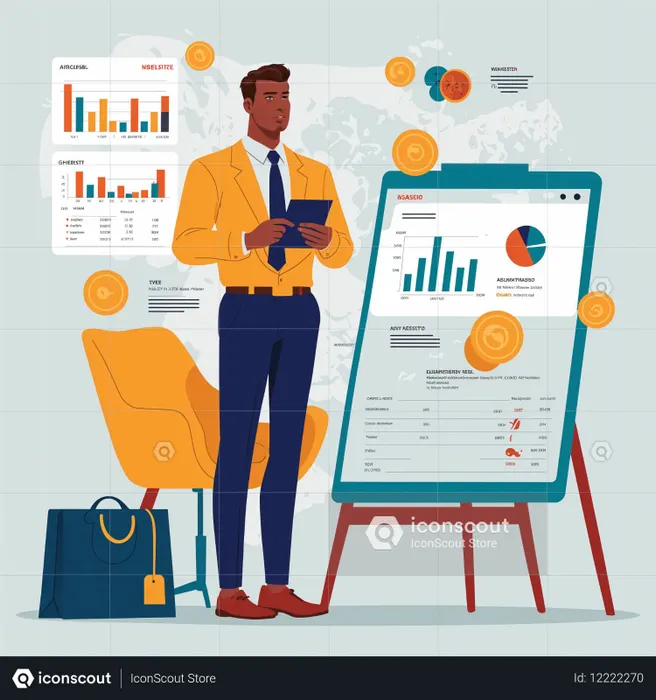 Business Presentation With Charts And Data Analysis  AI Image