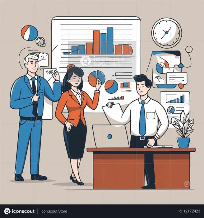 Business Professionals Discussing Data In An Office  AI Image