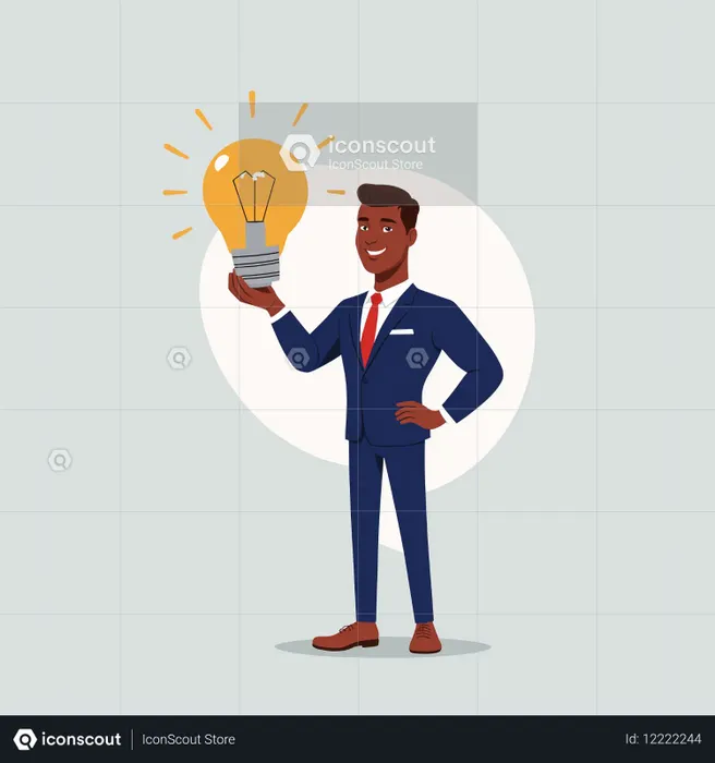 Businessman Holding A Light Bulb  AI Image