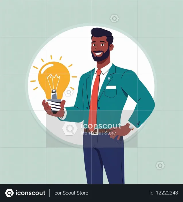 Businessman Holding A Lightbulb Symbolizing An Idea  AI Image