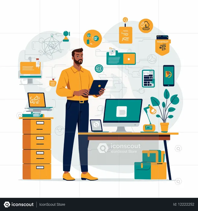 Businessman In A Tech-driven Workspace  AI Image